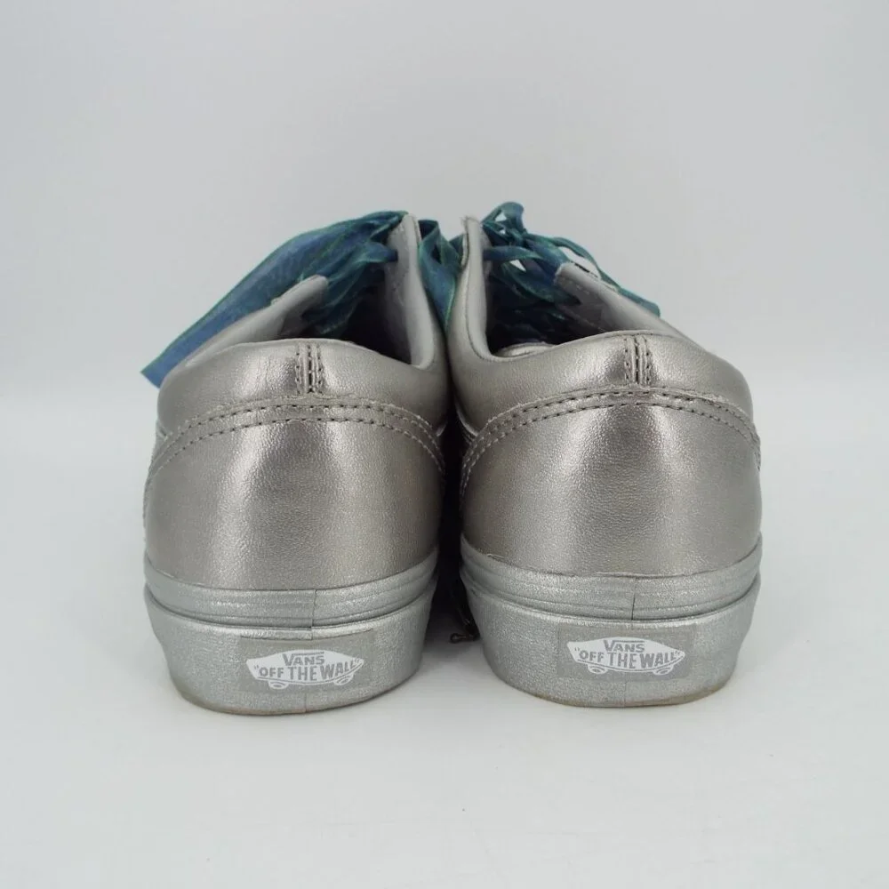 Vans Old Skool Metallic Silver Sneakers Fabric Laces Size 8.5 - Picture 8 of 11